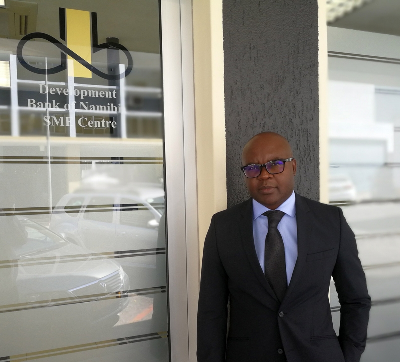 Opening doors for SME finance. Development Bank of Namibia CEO Martin Inkumbi at newly opened DBN SME Centre which will provide finance for small and medium enterprises. SME finance will also be offered by the Bank through its offices in Ongwediva and Walvis Bay.